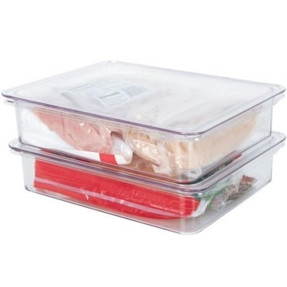 Kitchen Spaces Clear Plastic Storage Bins - 12 oz, BPA-Free, 8.7x3.5x6.8, 2-Pack - Picture 1 of 10